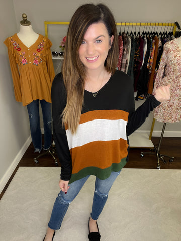 SALE! Gracie Striped Tee in Heather Gray and Light Green