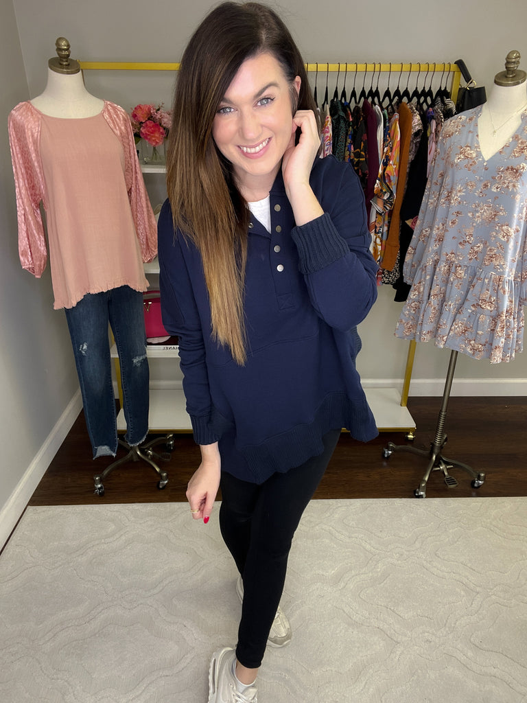 Looking Forward Hoodie in Navy