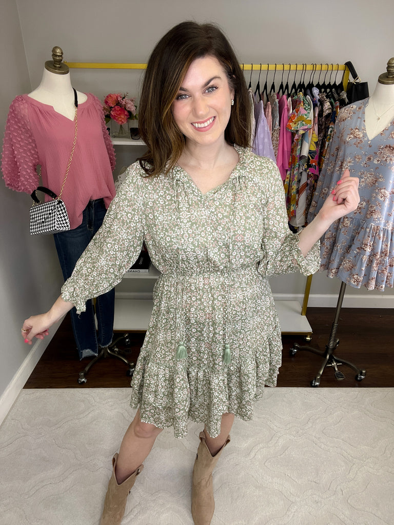 SALE! Just Met Dress in Sage *Final Sale*