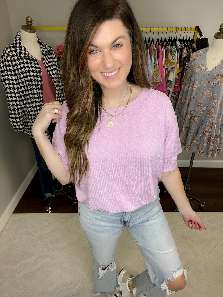 SALE! Lucas Ribbed Bodysuit in Pink and Lilac *Final Sale*