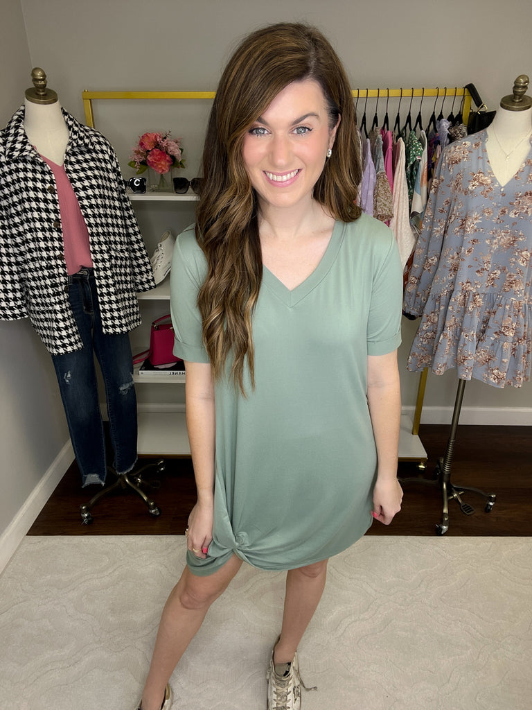 *BIRTHDAY DOORBUSTER* Twist Dress in Royal and Sage *Final Sale*