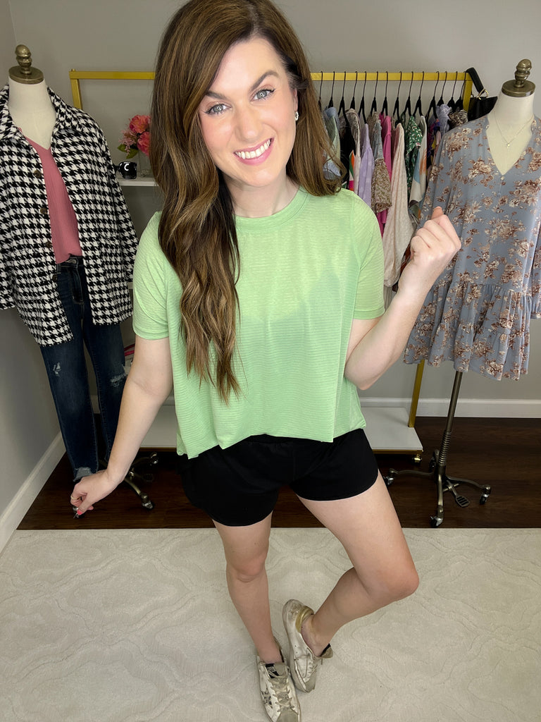 *BIRTHDAY DOORBUSTER* Mono B Barre then Brunch Tee in Green *Final Sale*
