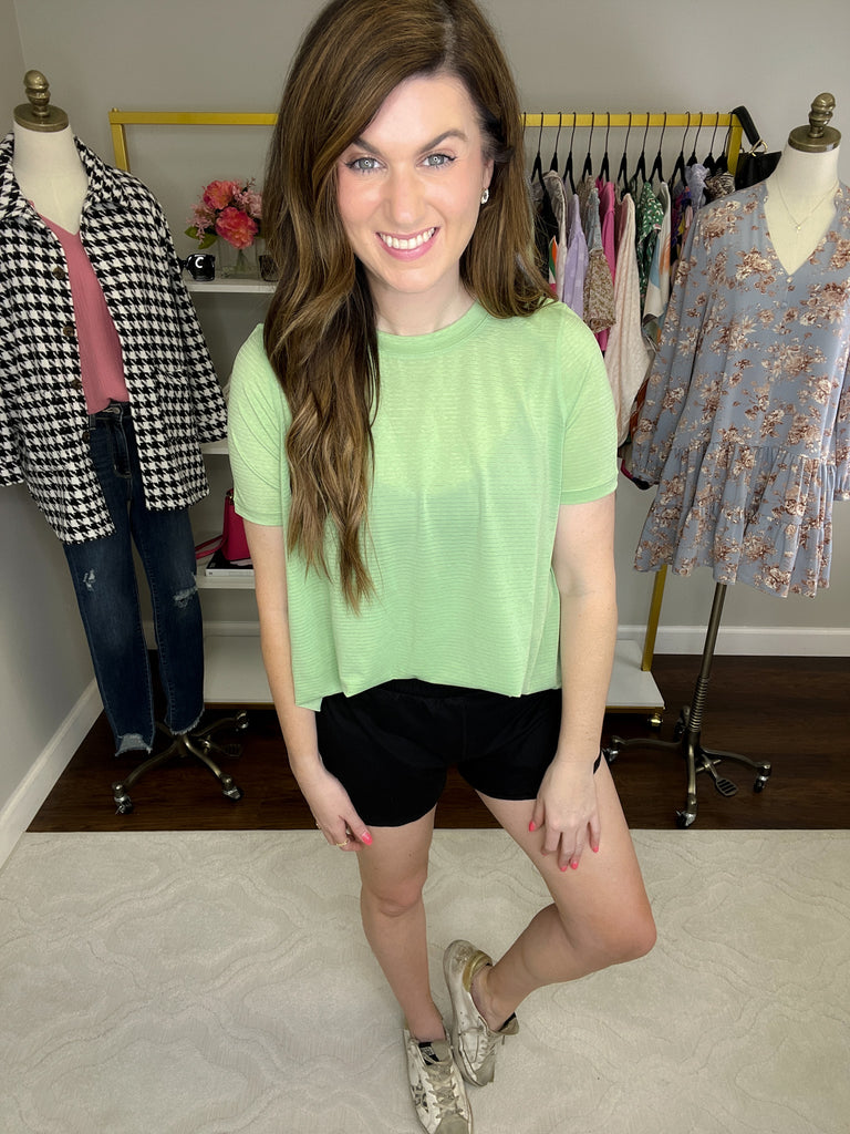 *BIRTHDAY DOORBUSTER* Mono B Barre then Brunch Tee in Green *Final Sale*