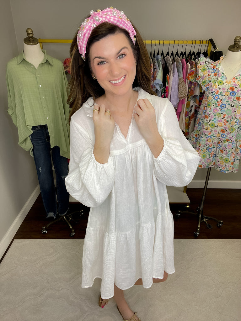 Loving You is Easy Collared Dress in White