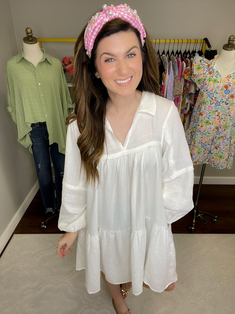 Loving You is Easy Collared Dress in White