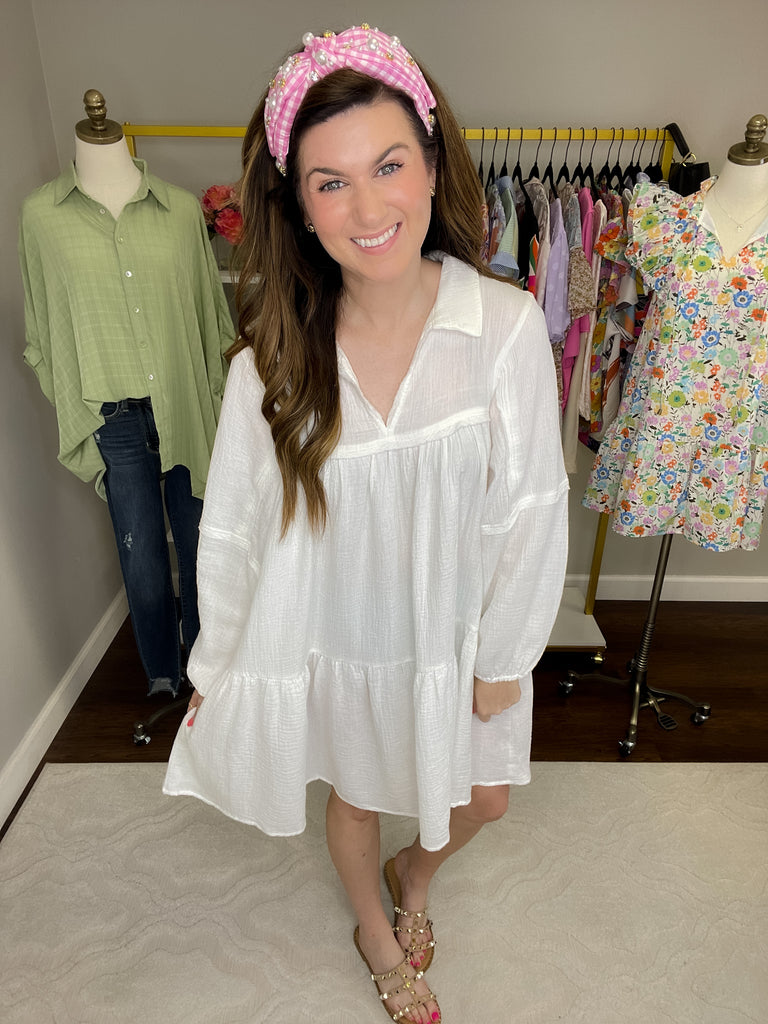 Loving You is Easy Collared Dress in White