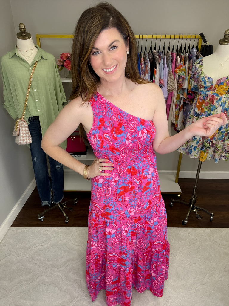 Sao Paulo Smocked One Shoulder Dress