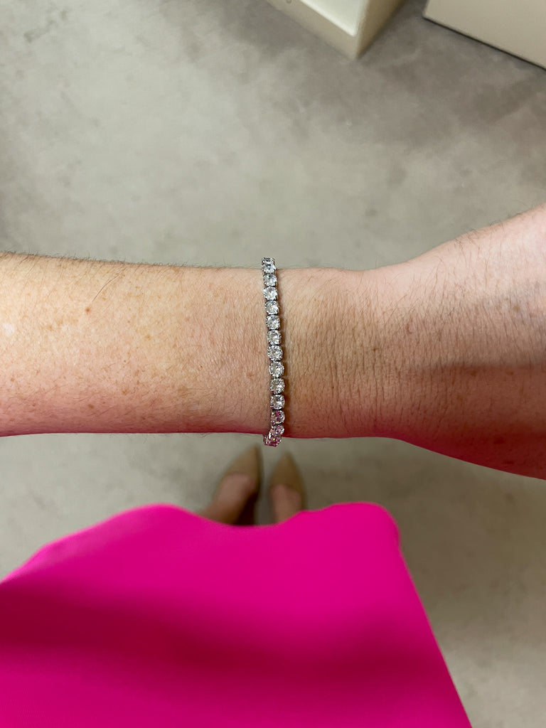 Pave Rhinestone Adjustable Bracelet in Silver *Final Sale*