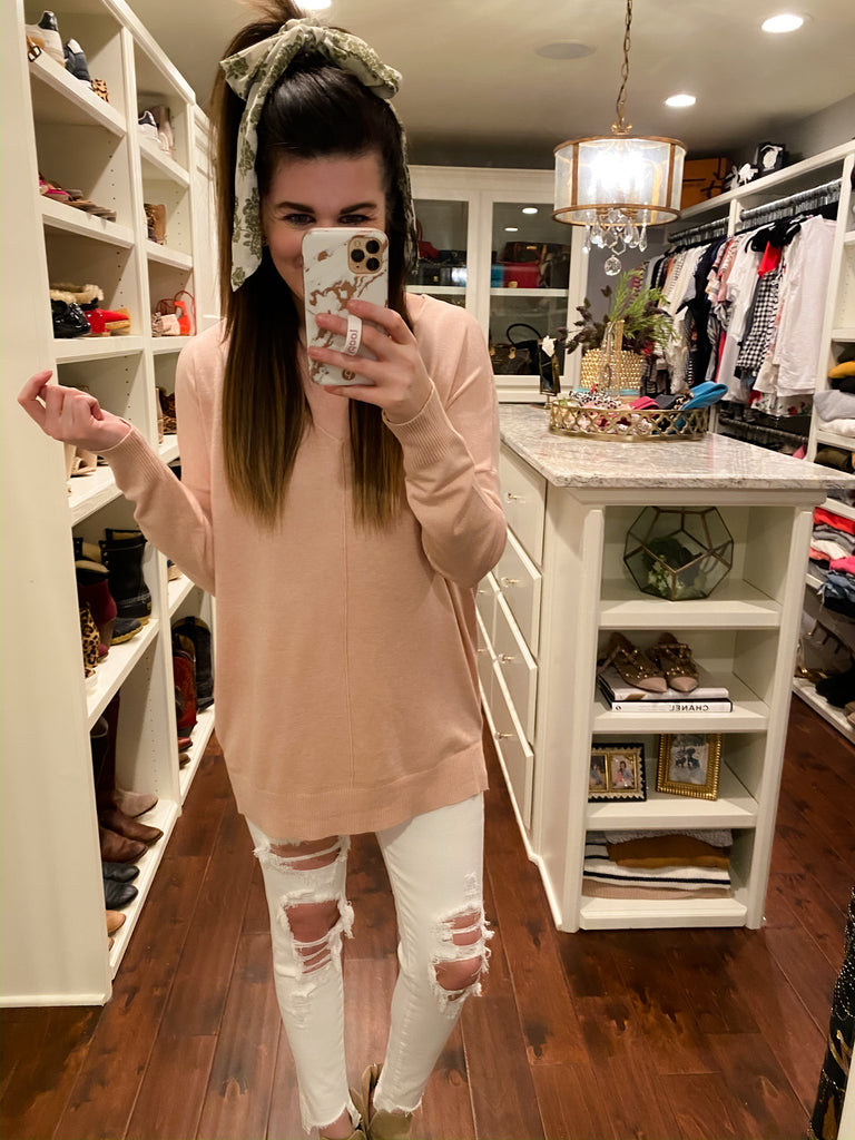 Cream Floral Scrunchie with Scarf *Final Sale*