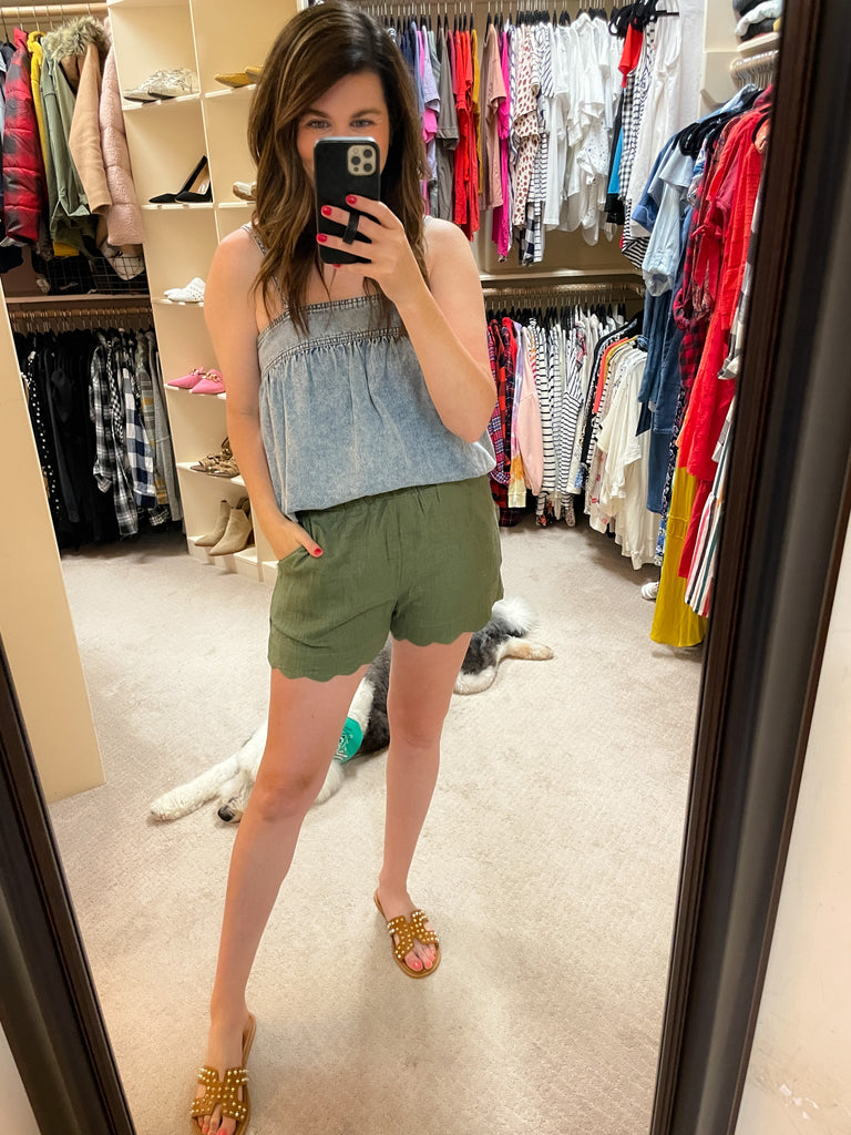 SALE! Sanibel Scallop Shorts in Olive *Final Sale*