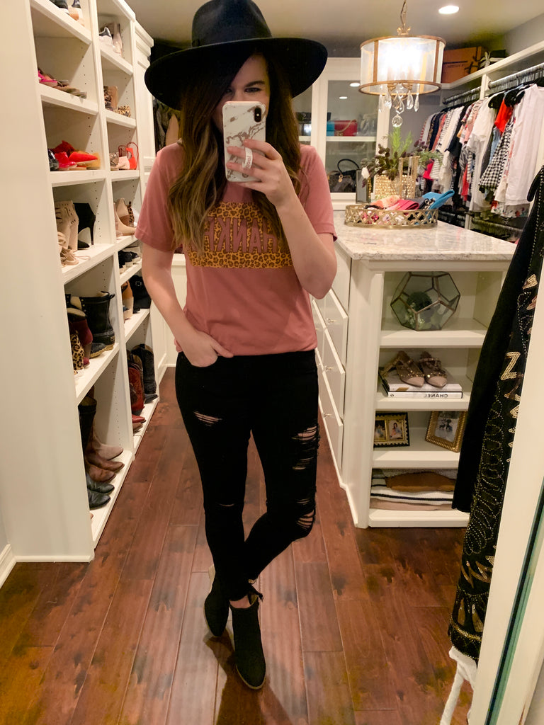 SALE! Cheetah Thankful Tee *Final Sale*