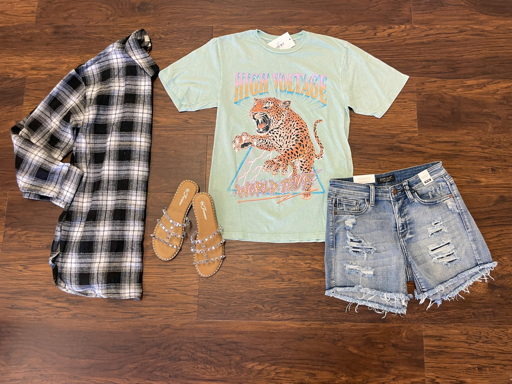 SALE! High Voltage Tour Tee in Mint *Final Sale*