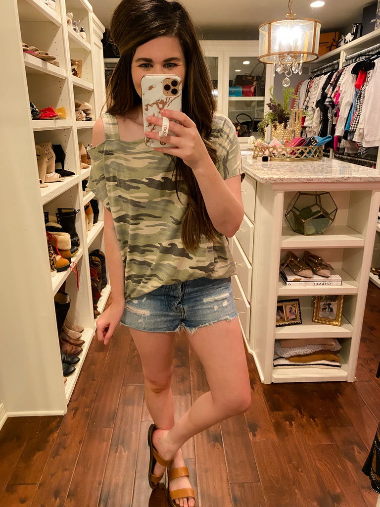 SALE! The Hunt is Over Camo Top in Army Green *Final Sale*