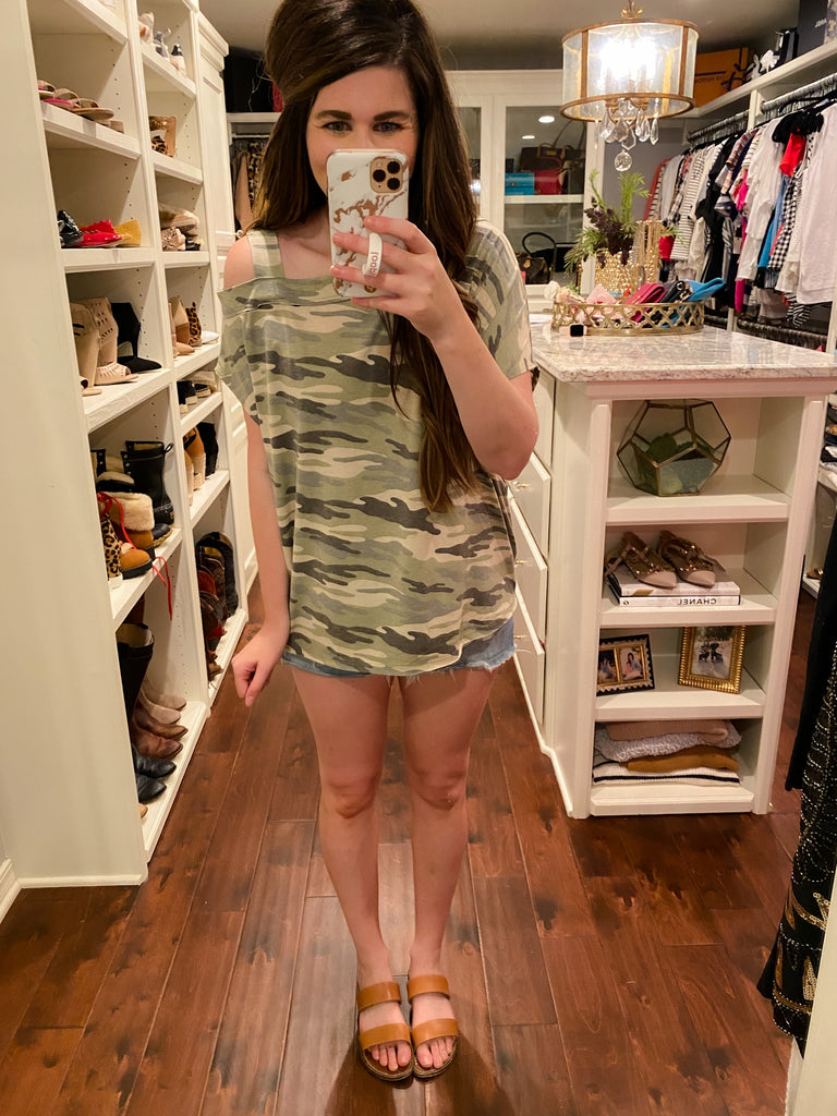SALE! The Hunt is Over Camo Top in Army Green *Final Sale*