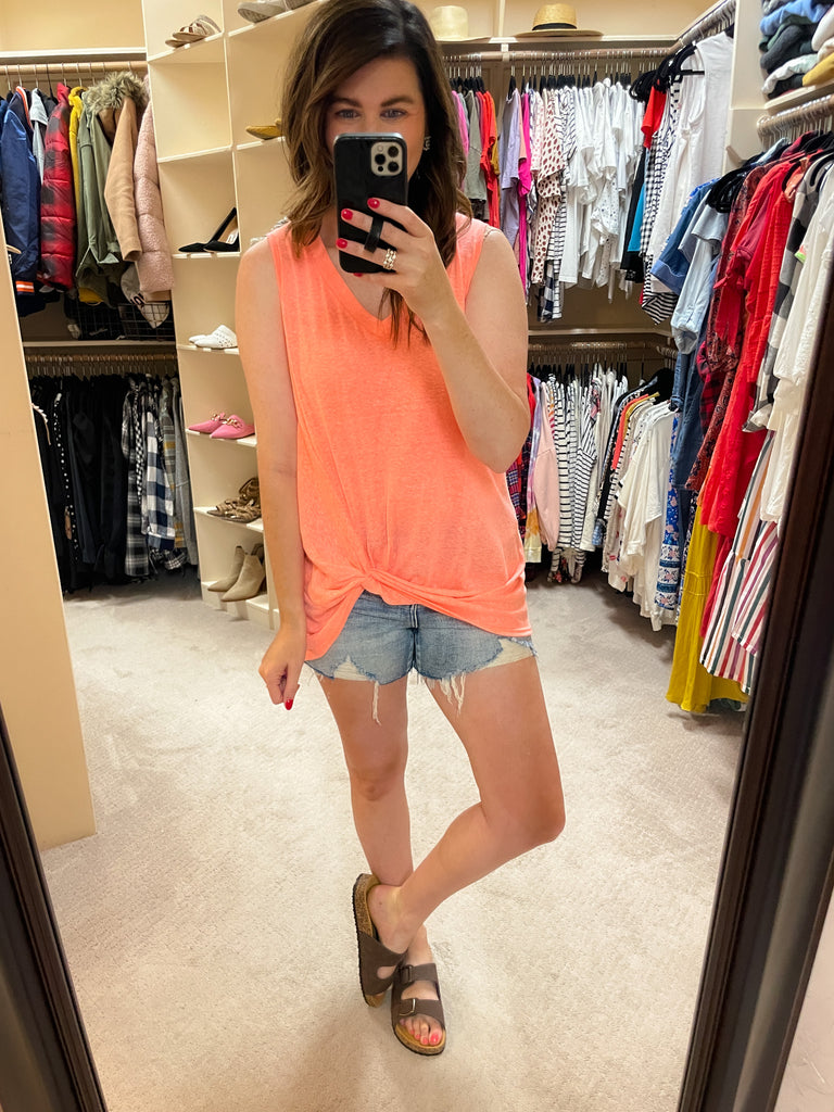 SALE! Twist and Shout Tank in Neon Coral *Final Sale*