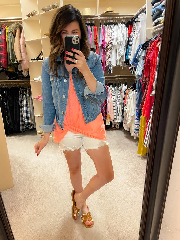 SALE! Twist and Shout Tank in Neon Coral *Final Sale*
