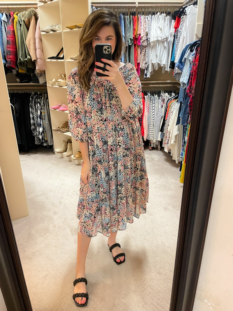 SALE! Paint a Picture Midi Dress in Black *Final Sale*