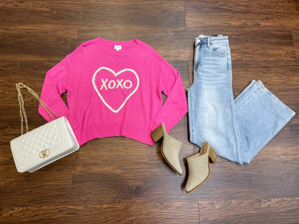 XOXO Sweater in Hot Pink
