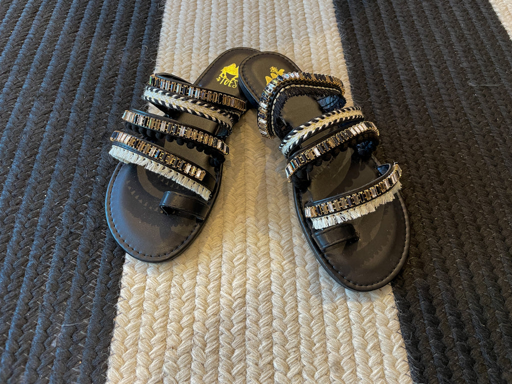 Boho Camel Sandals in Jet