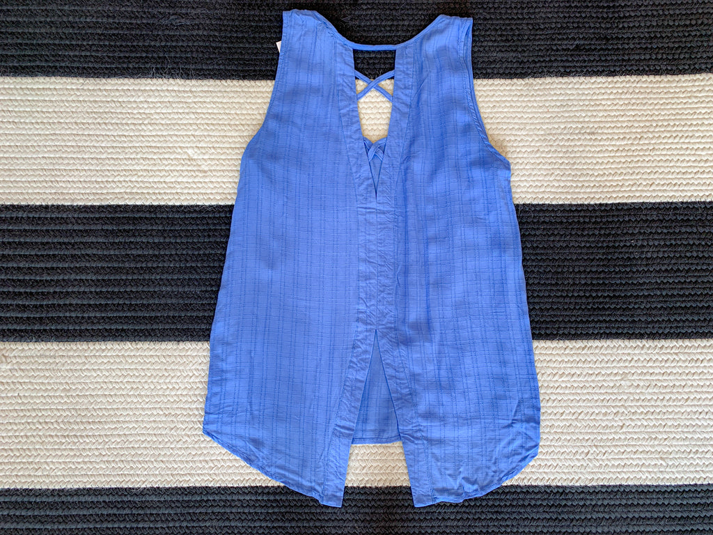 SALE! *BELLES & STEALS* Jill Criss Cross Tank in Blue and Green *Final Sale*