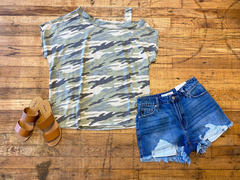 SALE! The Hunt is Over Camo Top in Army Green *Final Sale*