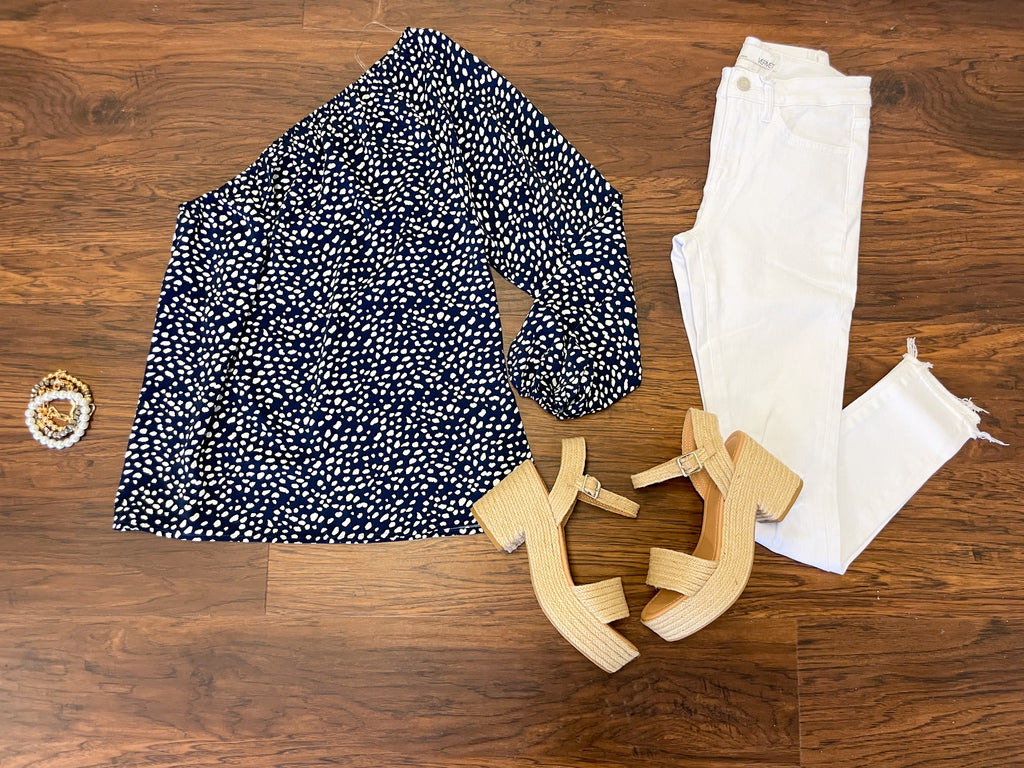 SALE! Palma Spotty Dot Top in Navy *Final Sale*