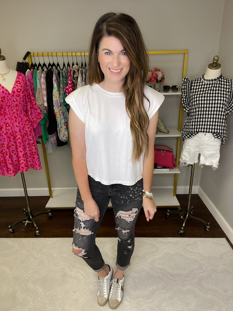 SALE! Judy Blue Bridgeport Bleach Splatter Boyfriend Jeans in Black *Final Sale*