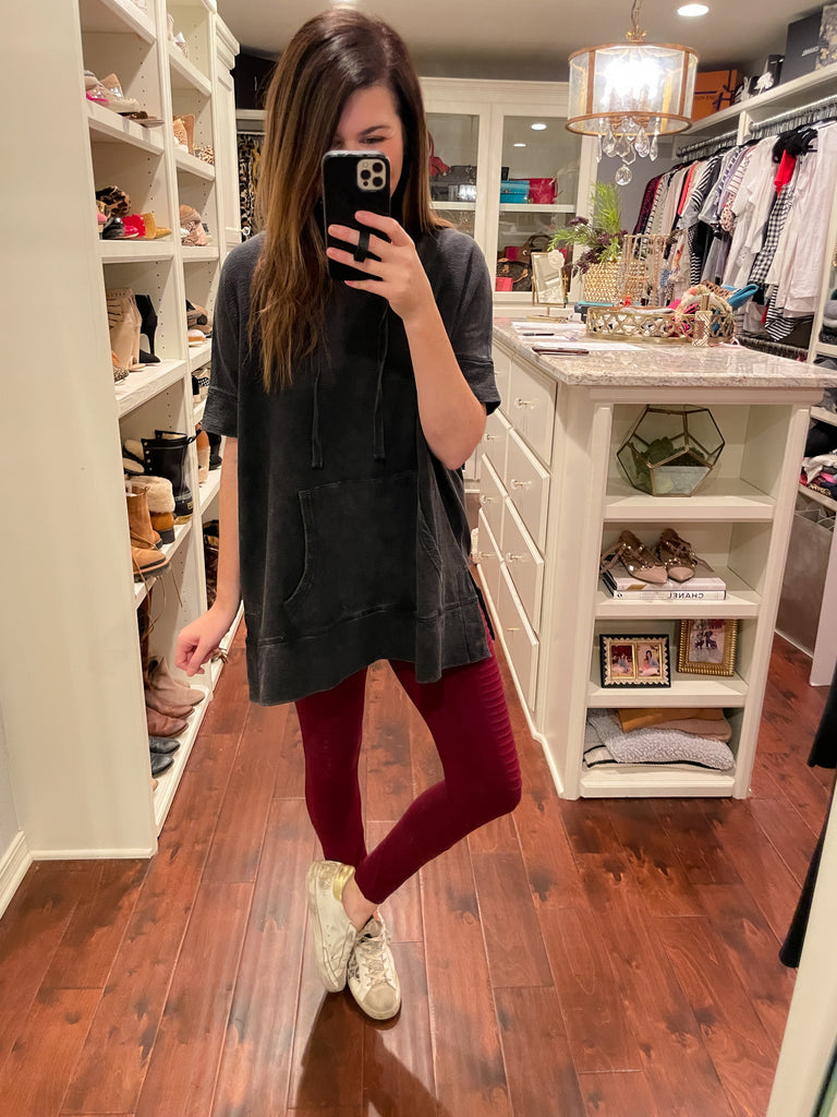 *BELLES & DOORBUSTER* Moto Leggings in Burgundy *Final Sale*