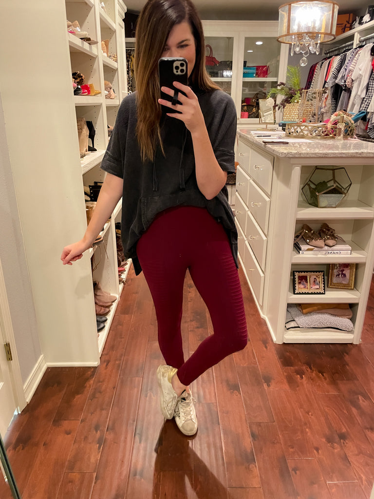 *BELLES & DOORBUSTER* Moto Leggings in Burgundy *Final Sale*