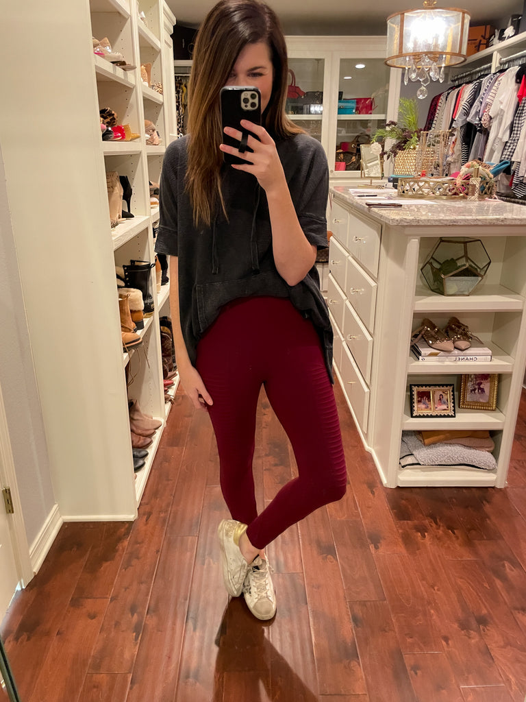 *BELLES & DOORBUSTER* Moto Leggings in Burgundy *Final Sale*