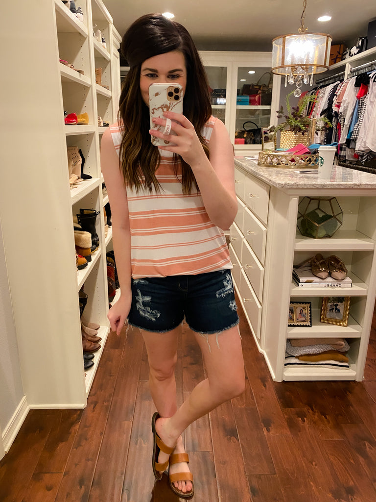 SALE! Kaylee Striped Tank in Black and Dark Pink *Final Sale*