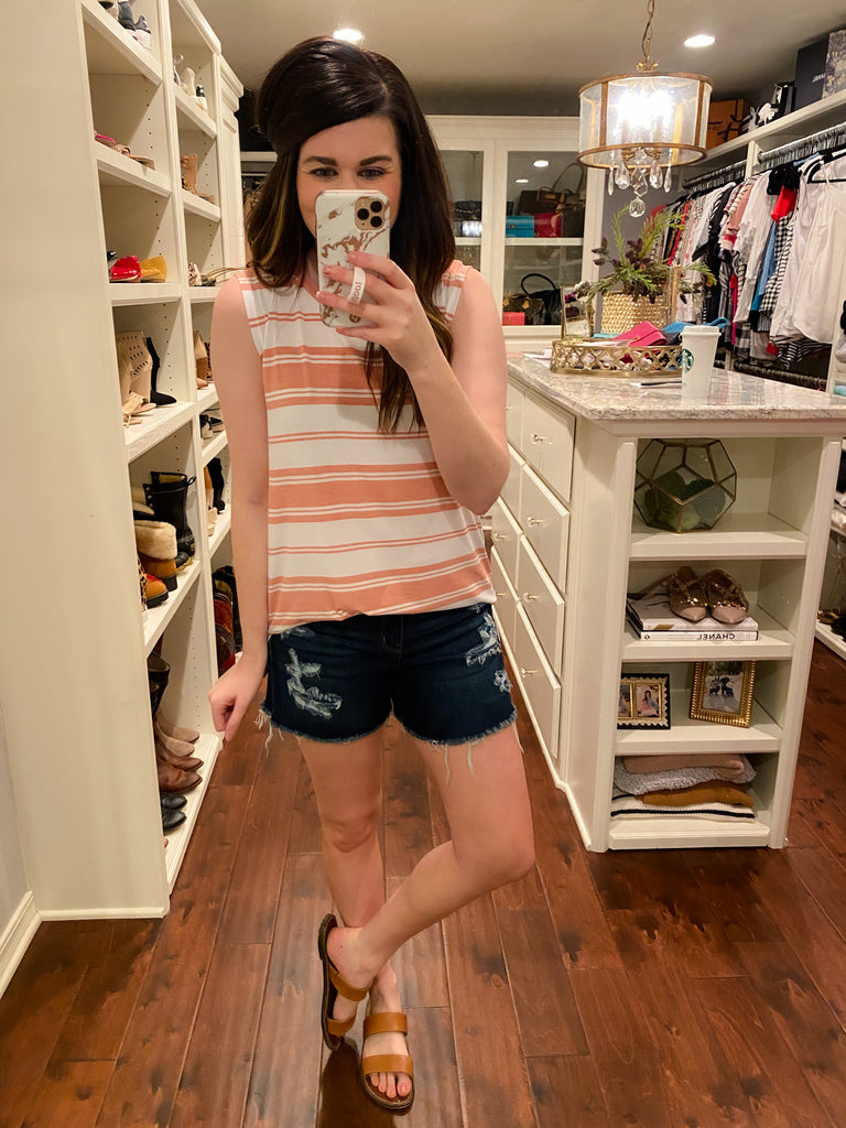 SALE! Kaylee Striped Tank in Black and Dark Pink *Final Sale*