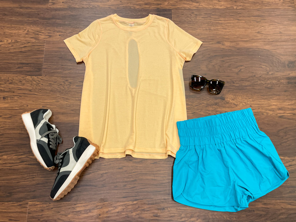 Mono B Barre then Brunch Tee in Apricot Ice