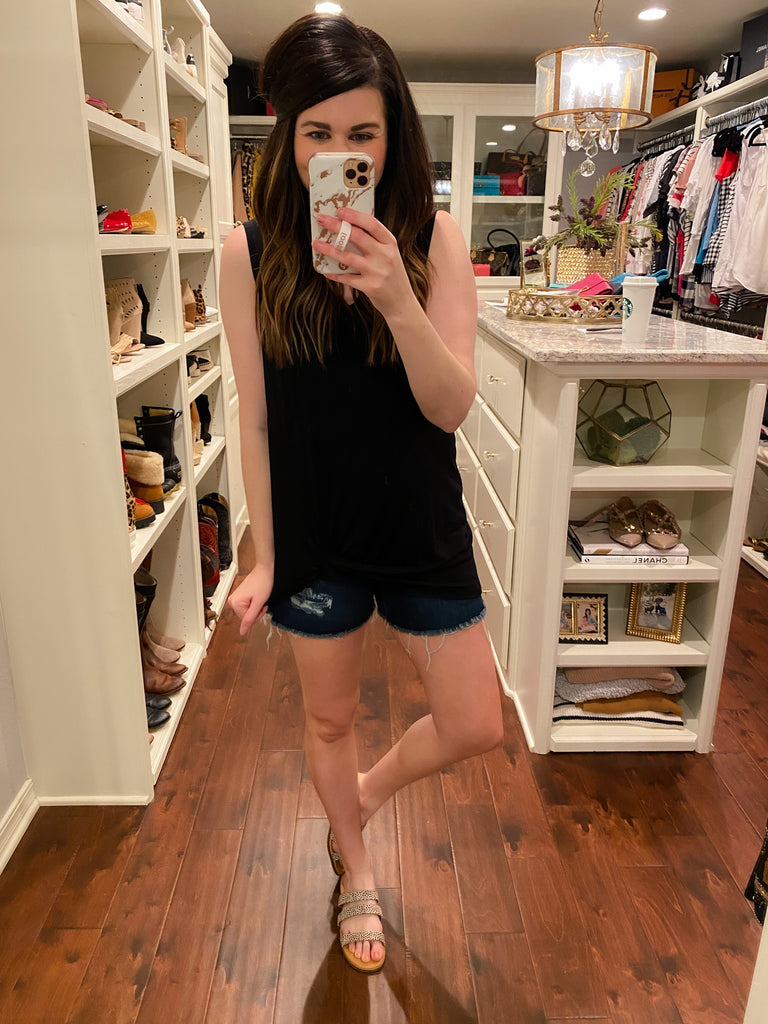 SALE! Twist and Shout Tank in Black *Final Sale*