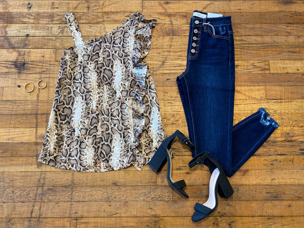 Shay Snake Ruffle Top