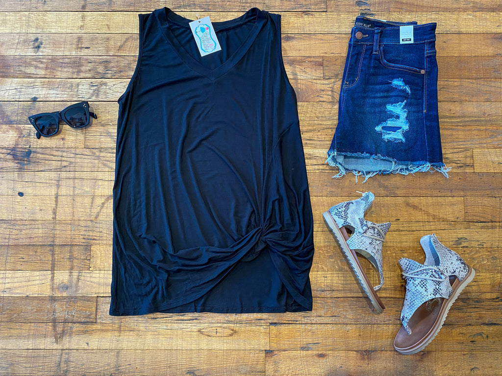 SALE! Twist and Shout Tank in Black *Final Sale*