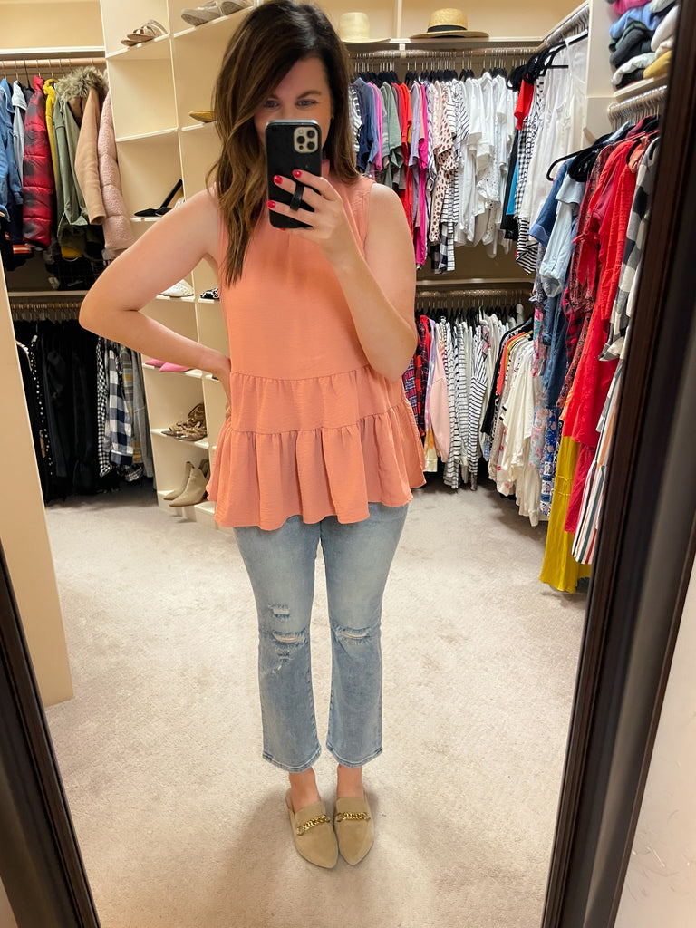 Teagan Tiered Tank in Salmon