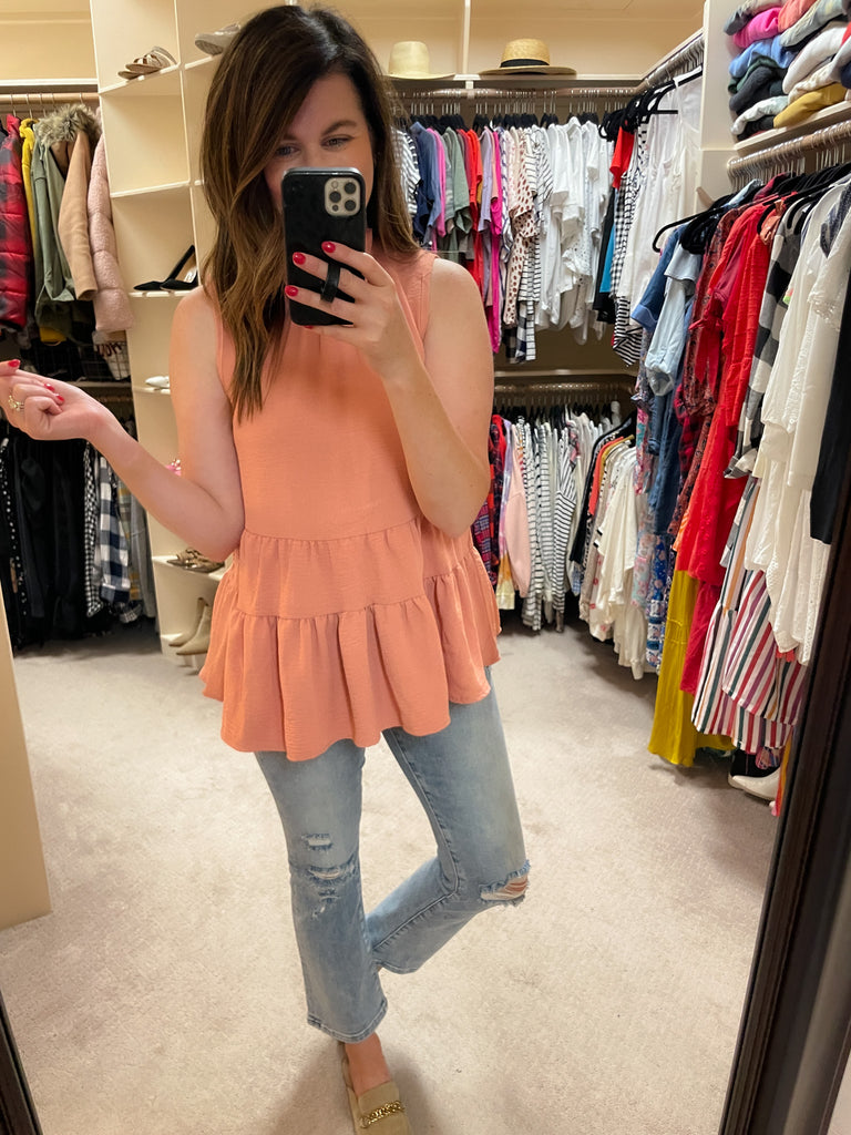 Teagan Tiered Tank in Salmon