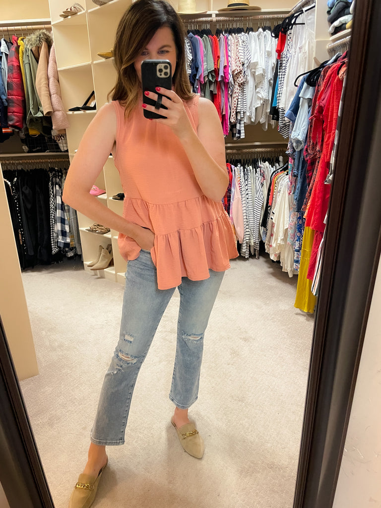 Teagan Tiered Tank in Salmon