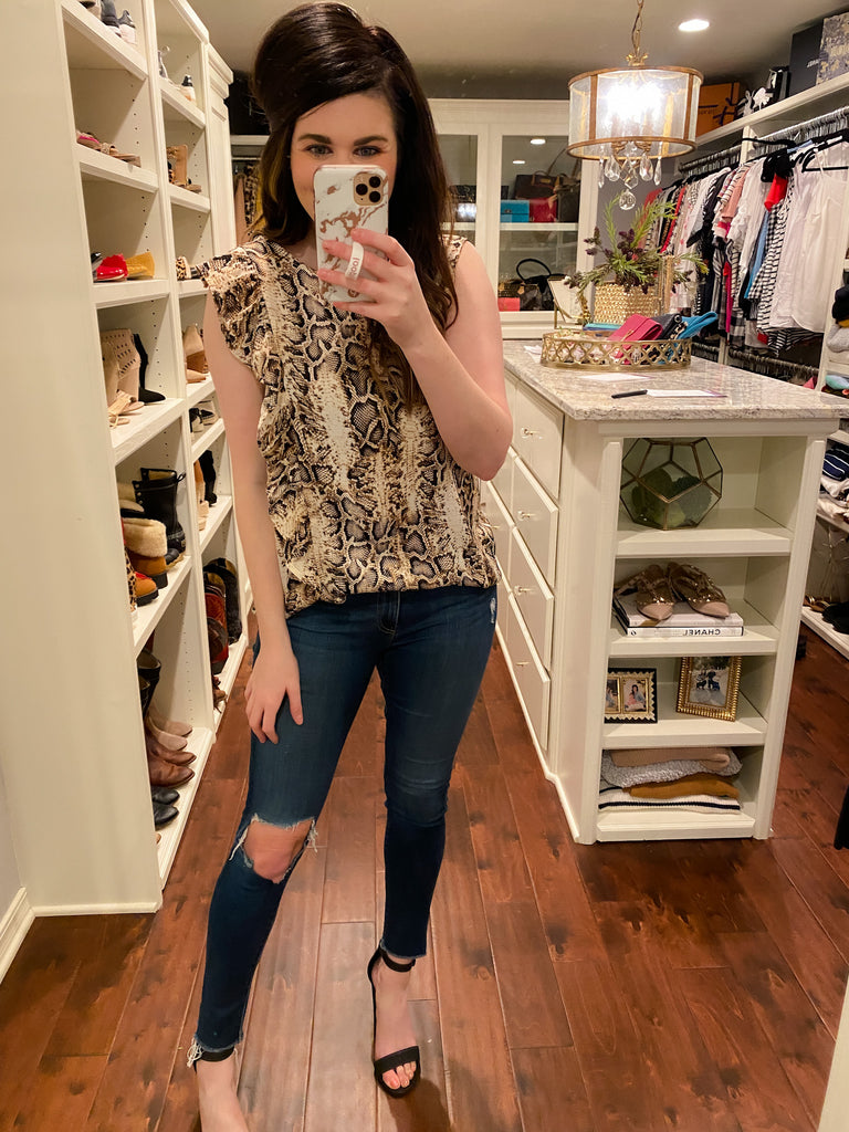 Shay Snake Ruffle Top