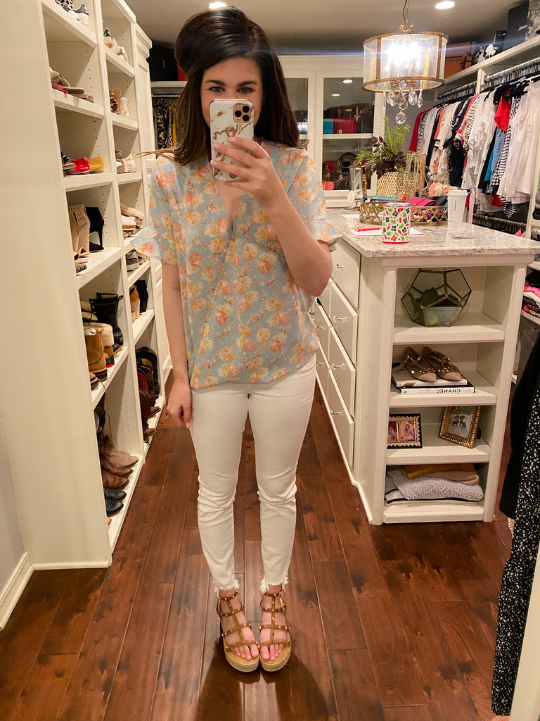 SALE! Remi Floral Top in Mint *Final Sale*