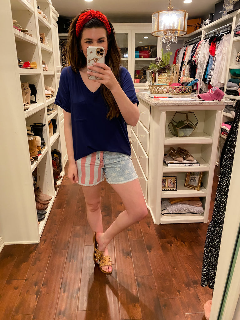 Basic V-Neck Tee in Navy