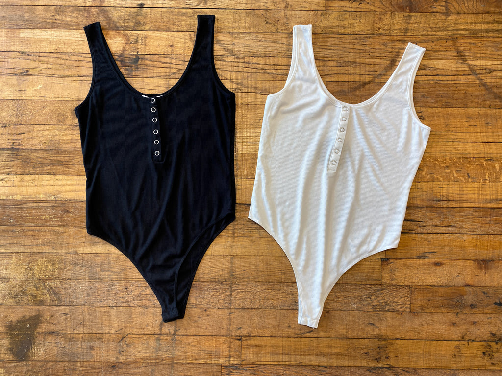 SALE! Ribbed Bodysuit in Black and White *Final Sale*