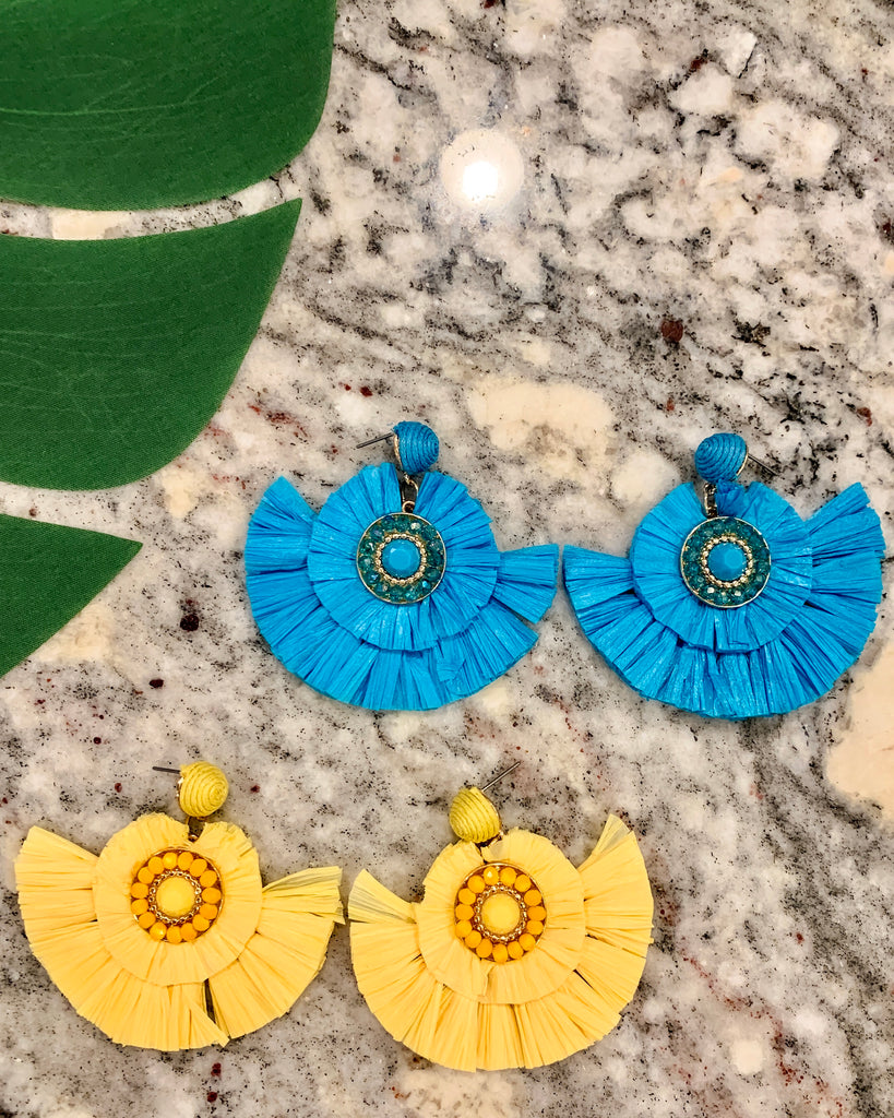 Pacific Paradise Earrings in Turquoise and Yellow *Final Sale*
