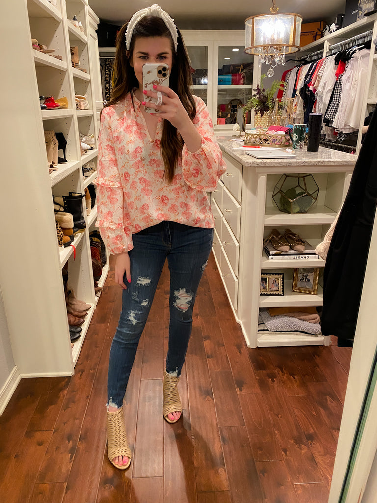 SALE! Danbury Floral Top in Ivory *Final Sale*