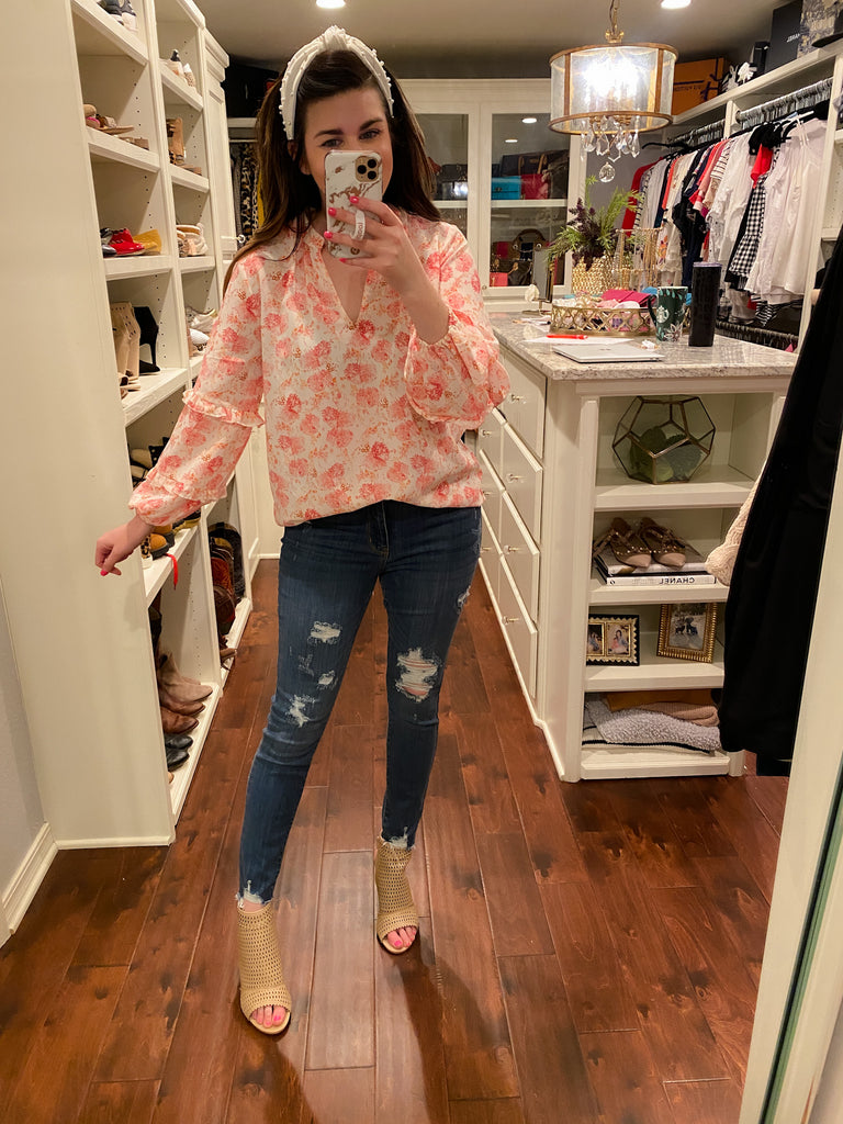 SALE! Danbury Floral Top in Ivory *Final Sale*