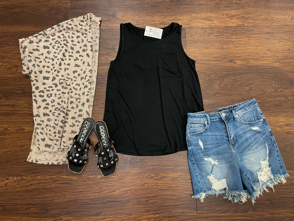SALE! Casey Pocket Tank in Black *Final Sale*