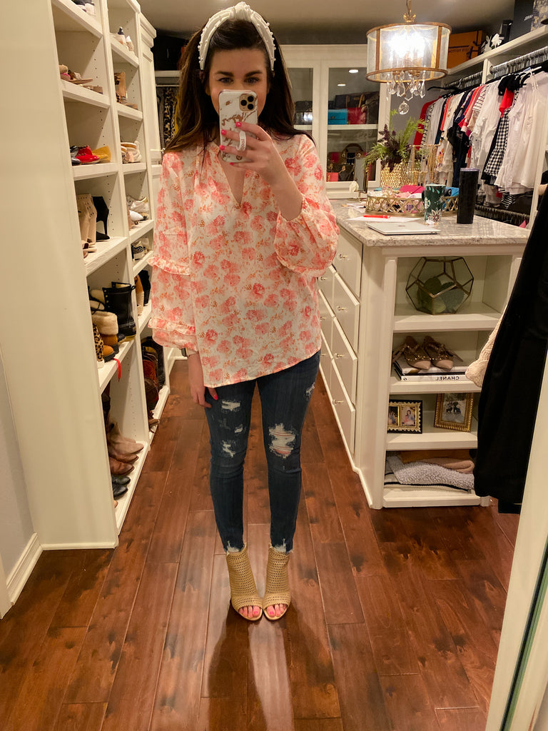 SALE! Danbury Floral Top in Ivory *Final Sale*