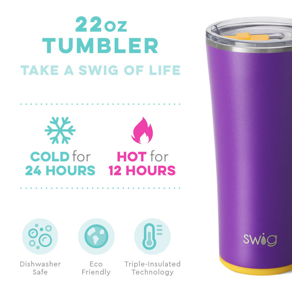 Swig Matte Purple & Gold 22oz Tumbler with Straw *Final Sale*