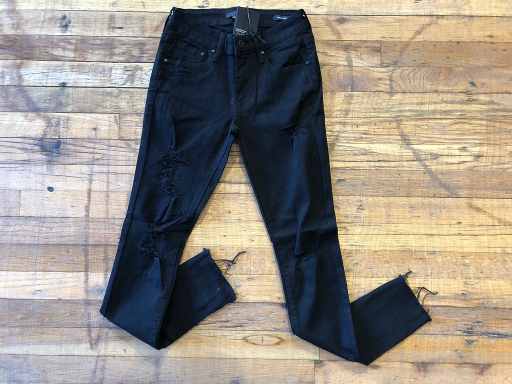 Tara Distressed Black Step Hem Jeans